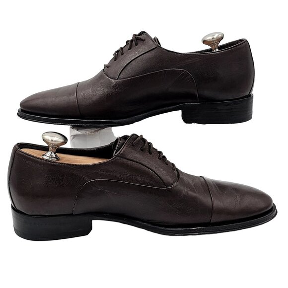 Bruno Magli Italy Men's size 6.5 Dress Shoes Brown Nappa Leather Cap-toe Oxfords - Picture 10 of 13